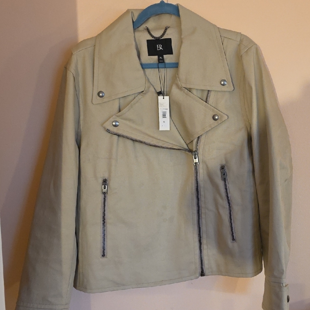 Lined Women's Tan Biker Trench Jacket XL